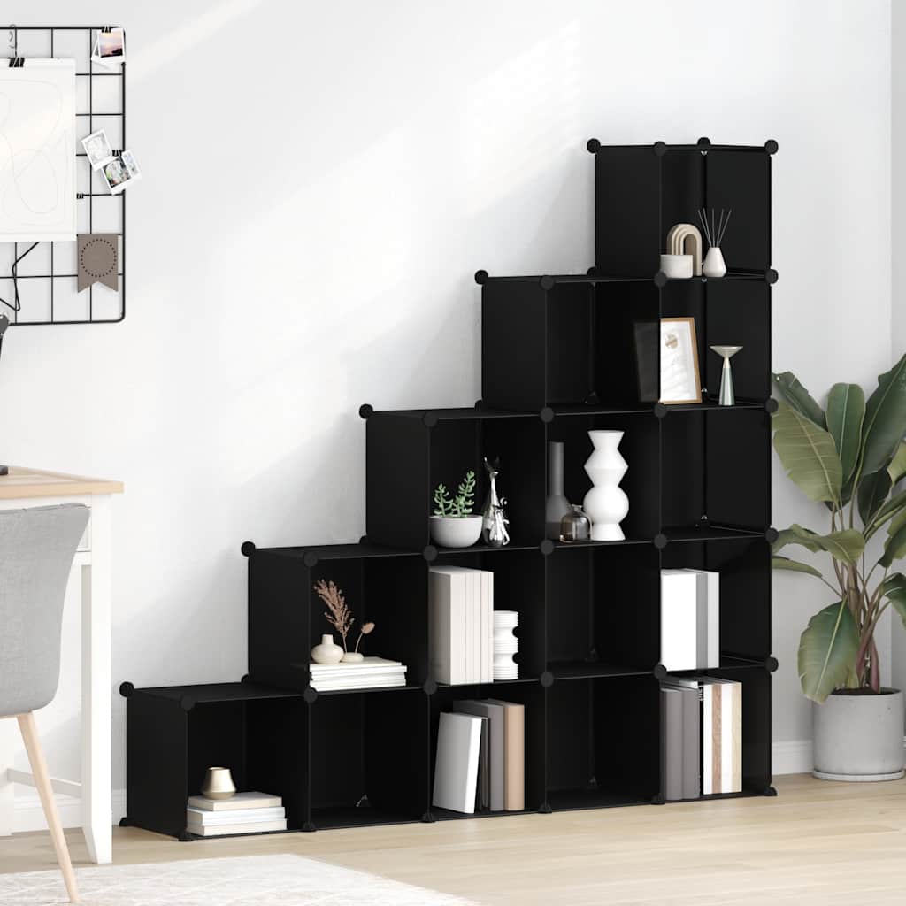 Muebles de almacenamiento de Vidaxl con 15 compartimentos polypropene negro