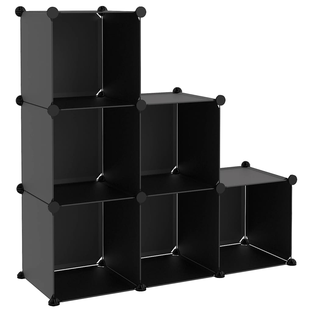 Muebles de almacenamiento de Vidaxl con 6 compartimentos Polypropene Negro