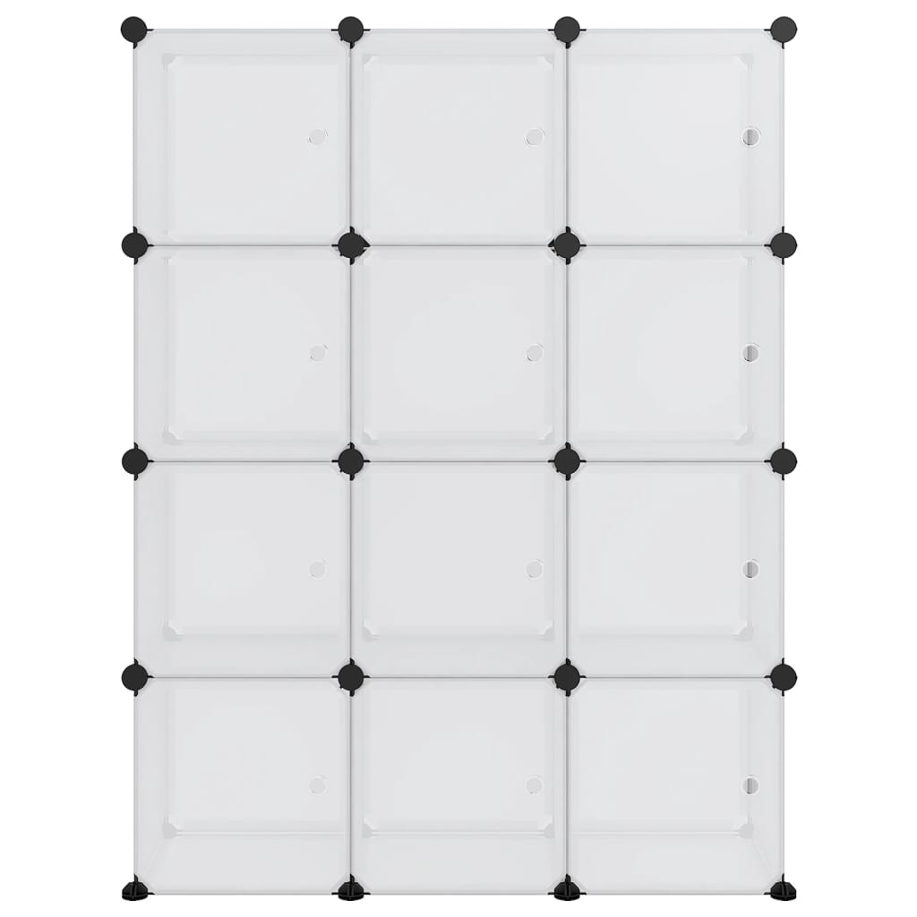 Muebles de almacenamiento de Vidaxl con 12 compartimentos y puertas polipropeno transparente