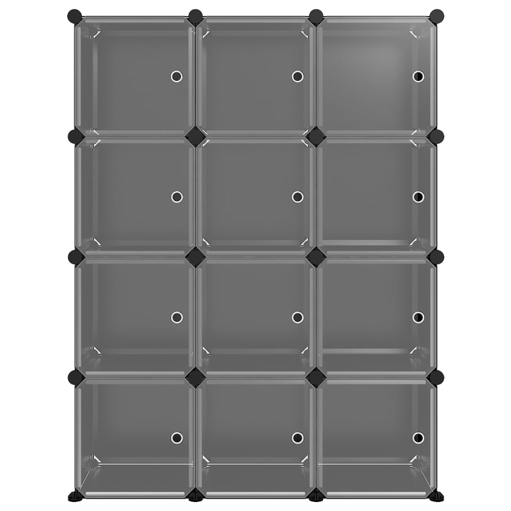 Muebles de almacenamiento de Vidaxl con 12 compartimentos y puertas Polypropene Black