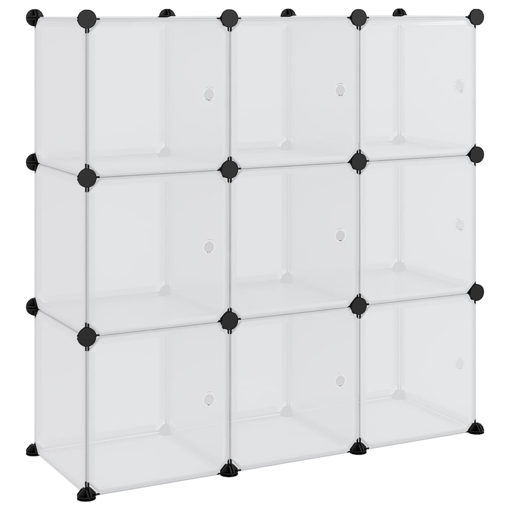 Muebles de almacenamiento de Vidaxl con 9 compartimentos y puertas polipropeno transparente