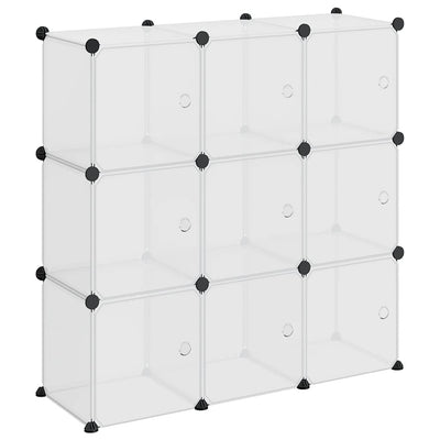 Muebles de almacenamiento de Vidaxl con 9 compartimentos y puertas polipropeno transparente