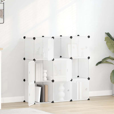 Muebles de almacenamiento de Vidaxl con 9 compartimentos y puertas polipropeno transparente
