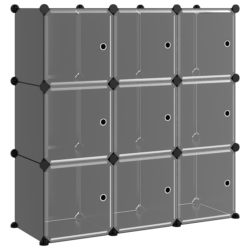 Muebles de almacenamiento de Vidaxl con 9 compartimentos y puertas Polypropene Black