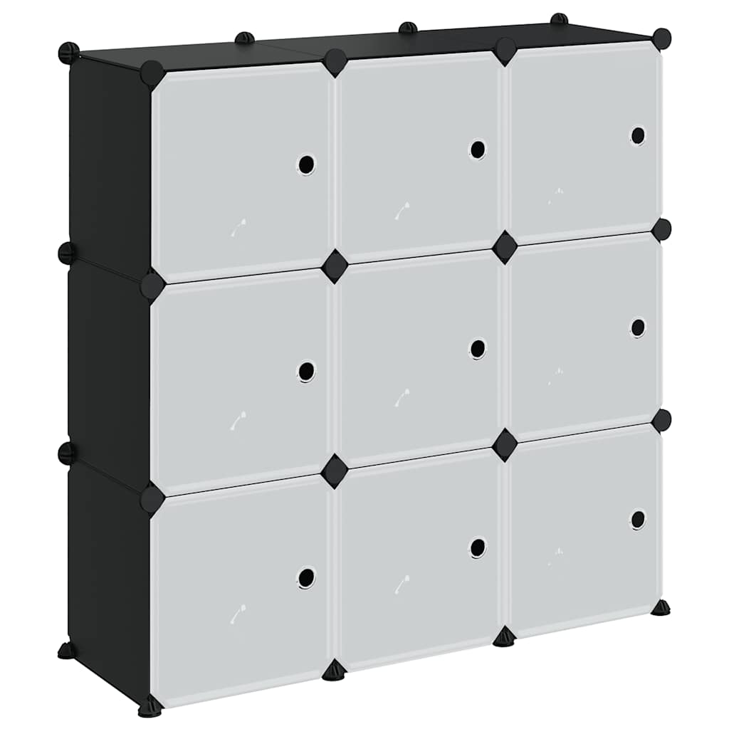 Vidaxl Storage mobili con 9 compartimenti e porte in polipropene nero