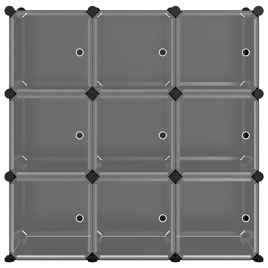 Muebles de almacenamiento de Vidaxl con 9 compartimentos y puertas Polypropene Black