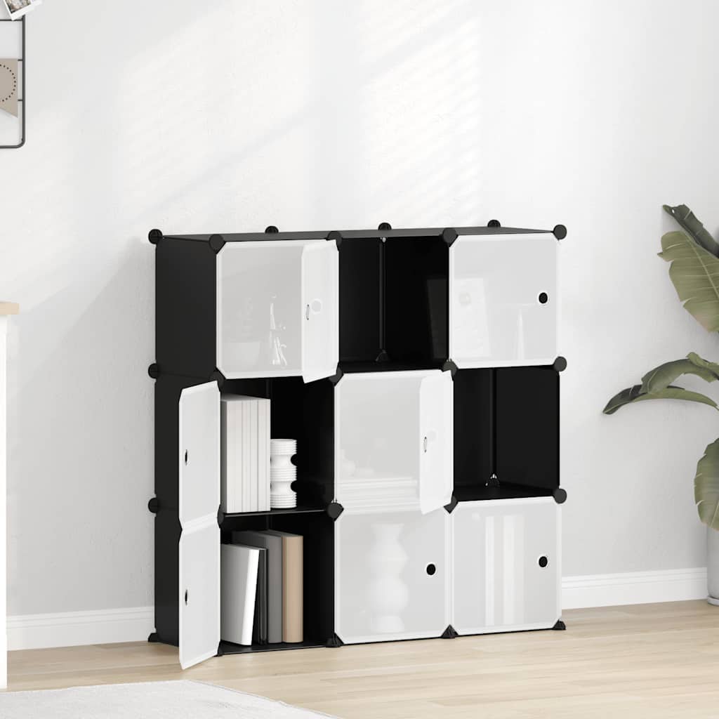 Vidaxl Storage mobili con 9 compartimenti e porte in polipropene nero