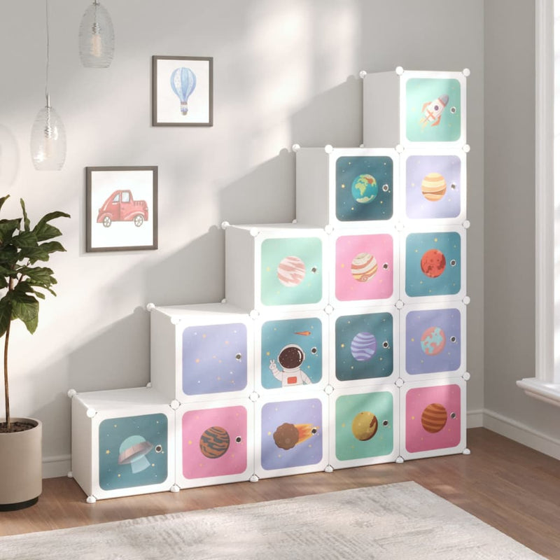 Vidaxl Muebles de almacenamiento para niños con 15 cursos Polypropene White