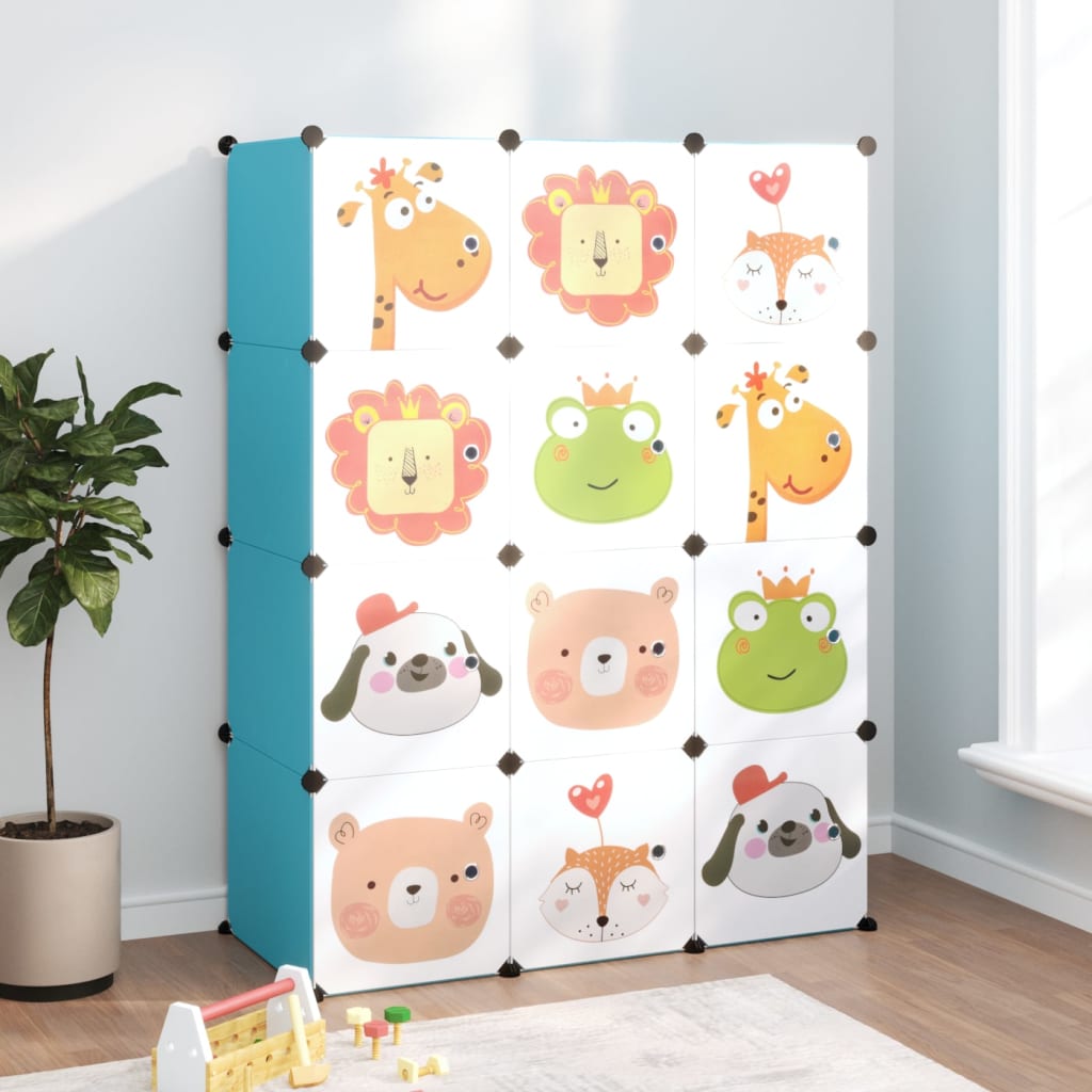 Vidaxl Mobili per bambini con 12 compartimenti Polypropene Blue