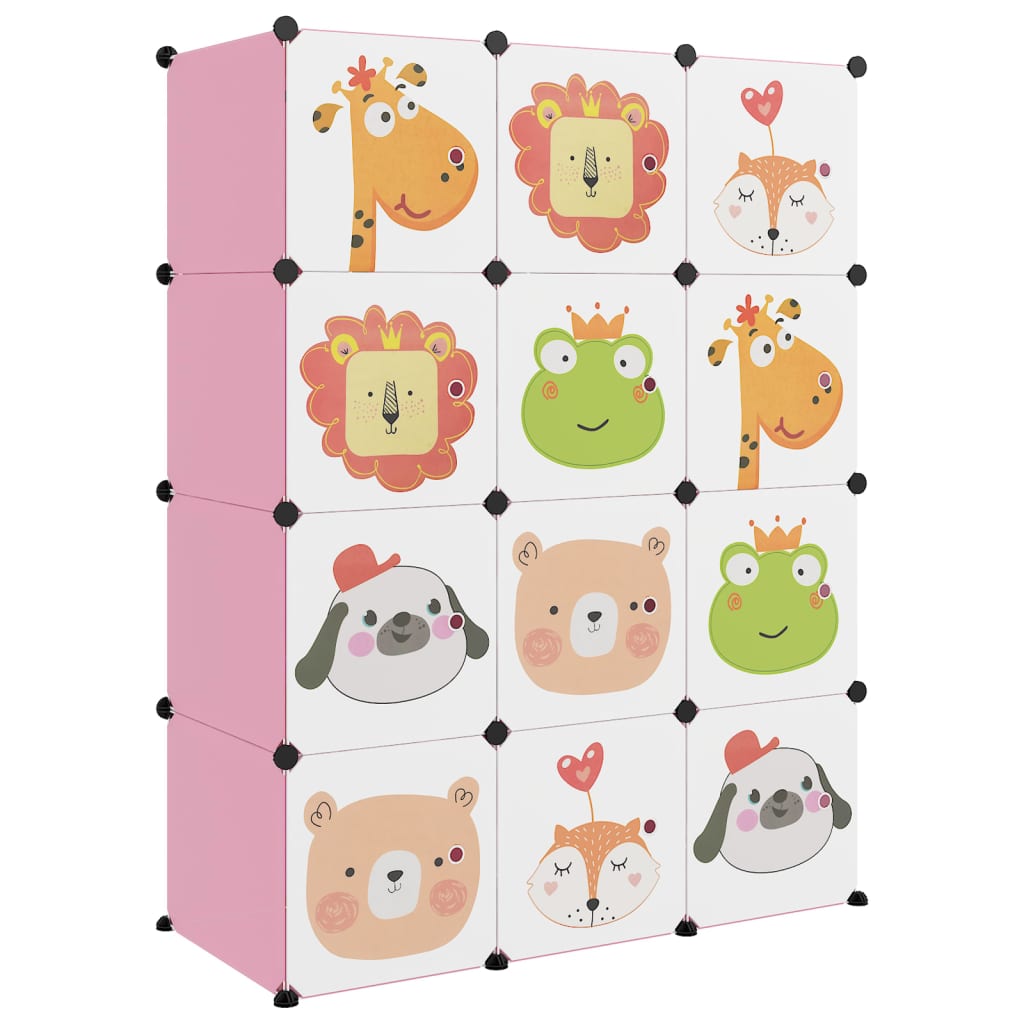 Vidaxl Mobili per bambini per bambini con 12 compartimenti Polypropene Pink