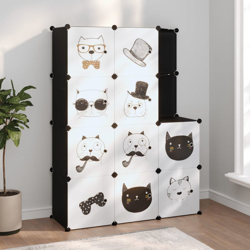 Vidaxl Muebles de almacenamiento para niños con 10 compartimentos Polypropene Negro