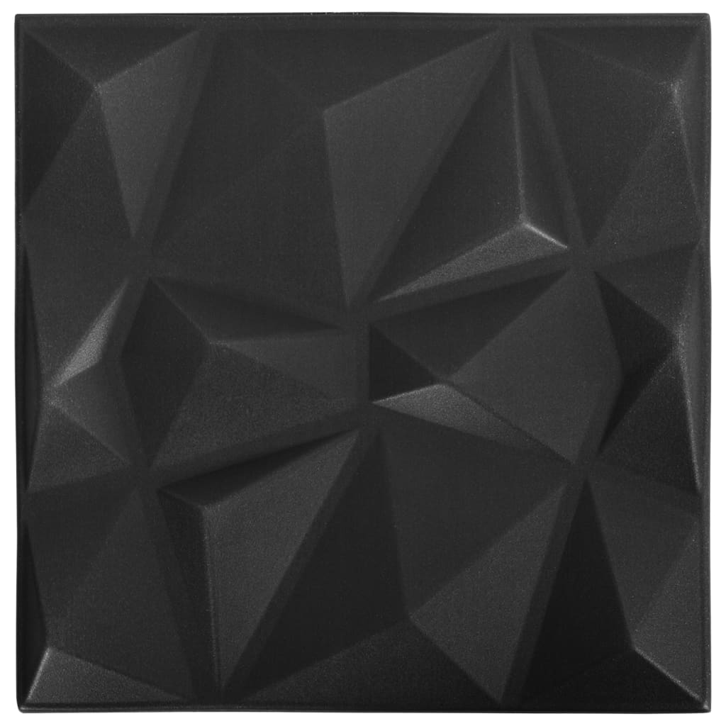 Vidaxl Pannelli a parete 24 ST 3D Diamond 6 m² 50x50 cm nero