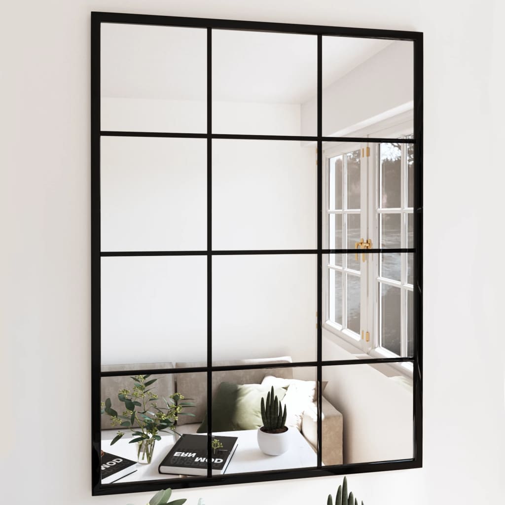 Specchio da parete Vidaxl 80x60 cm in metallo nero