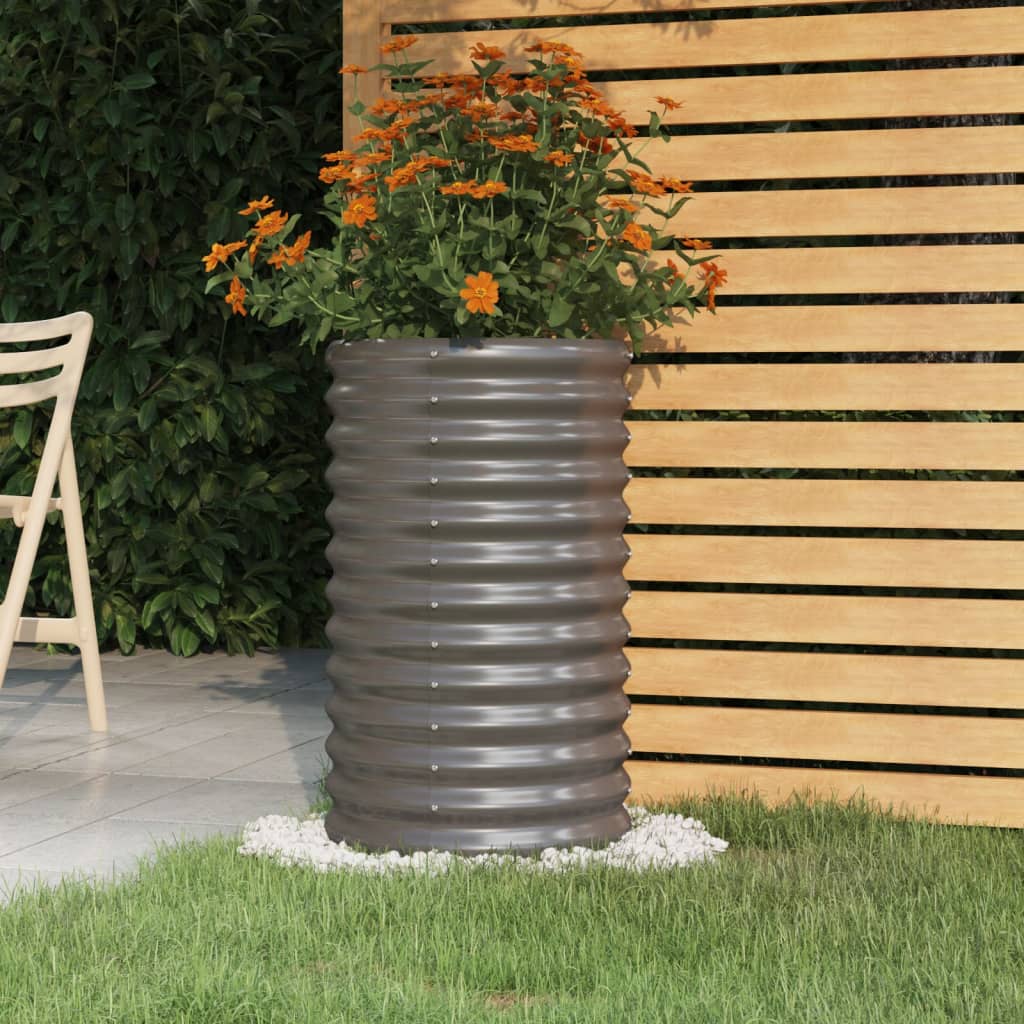 VidaXL Plantenbak 40x40x68 cm gepoedercoat staal grijs