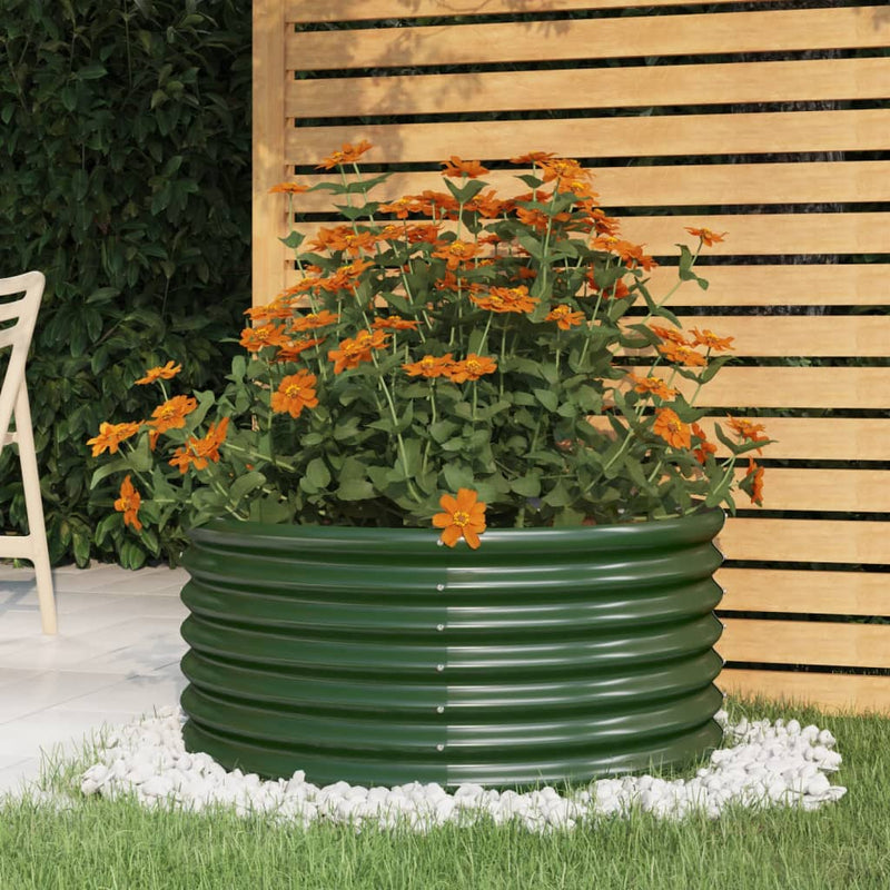 Vidaxl Planning Box 80x80x36 cm en polvo -acero recubierto verde