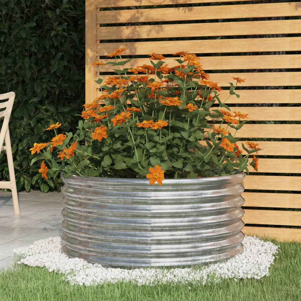 Vidaxl Planning Box 80x80x36 cm en polvo -acero de acero de color plateado