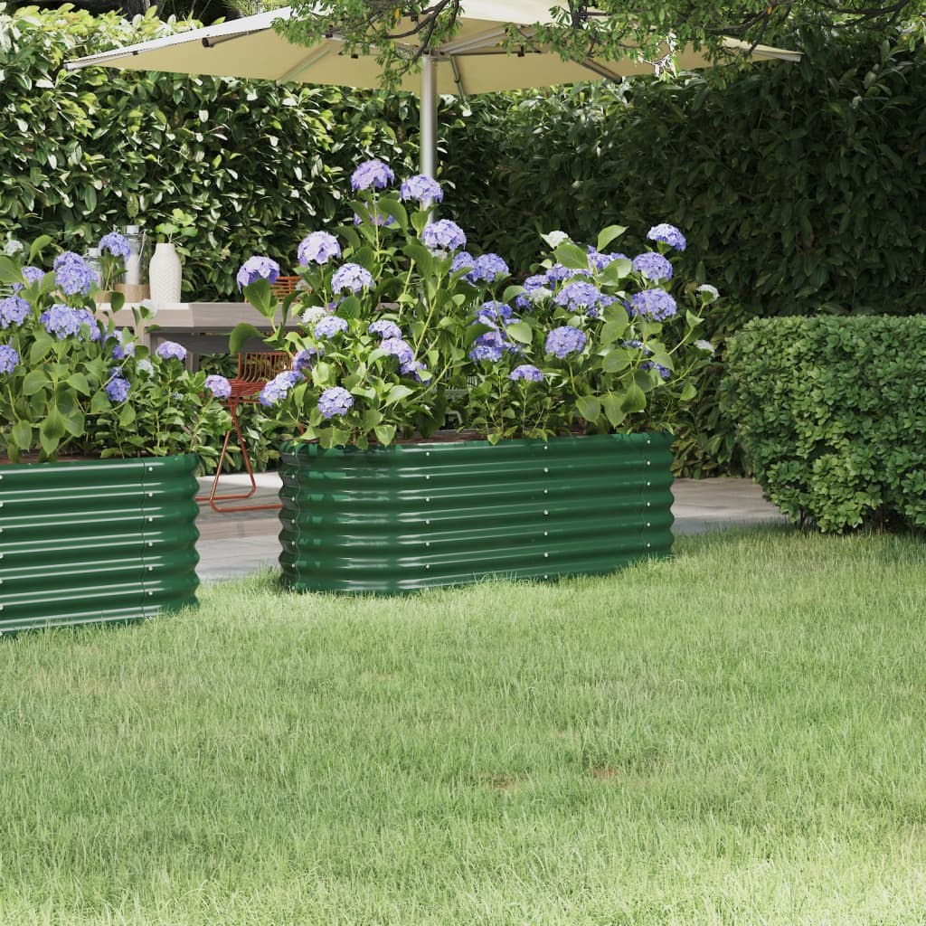 Casella di pianificazione Vidaxl 114x40x36 cm in polvere verdi in acciaio rivestito