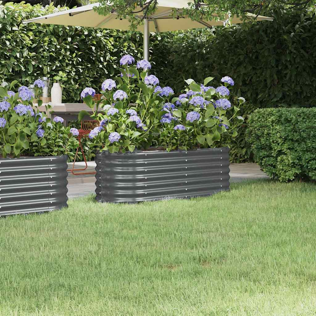 Casella di pianificazione Vidaxl 114x40x36 cm in polvere antracite in acciaio rivestito
