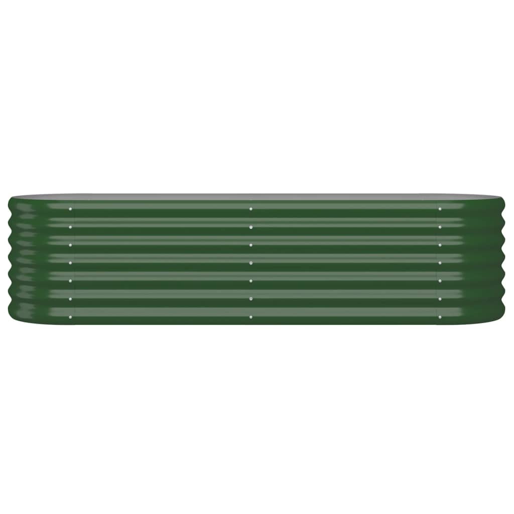 Scatola di pianificazione Vidaxl 152x40x36 cm in polvere verdi in acciaio rivestito