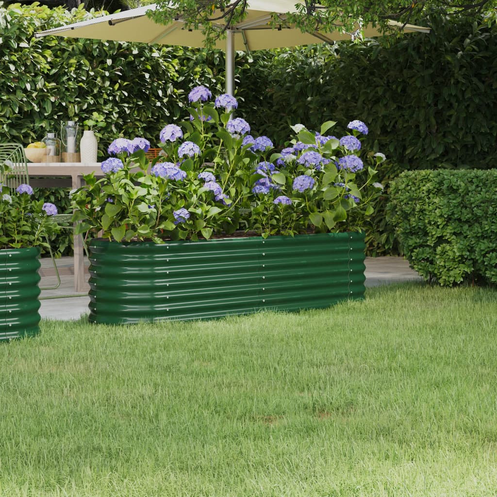 Scatola di pianificazione Vidaxl 152x40x36 cm in polvere verdi in acciaio rivestito