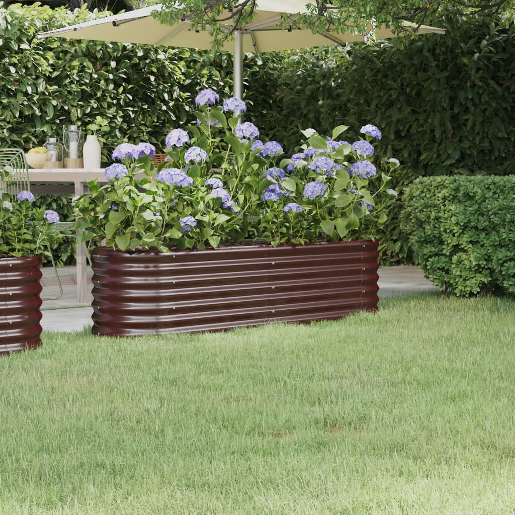 Vidaxl fioriera 152x40x36 cm in polvere in acciaio rivestito