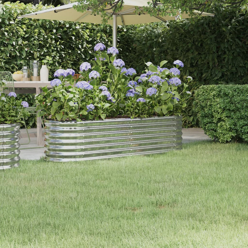 Vidaxl fioriera 152x40x36 cm in polvere colorata in acciaio rivestito