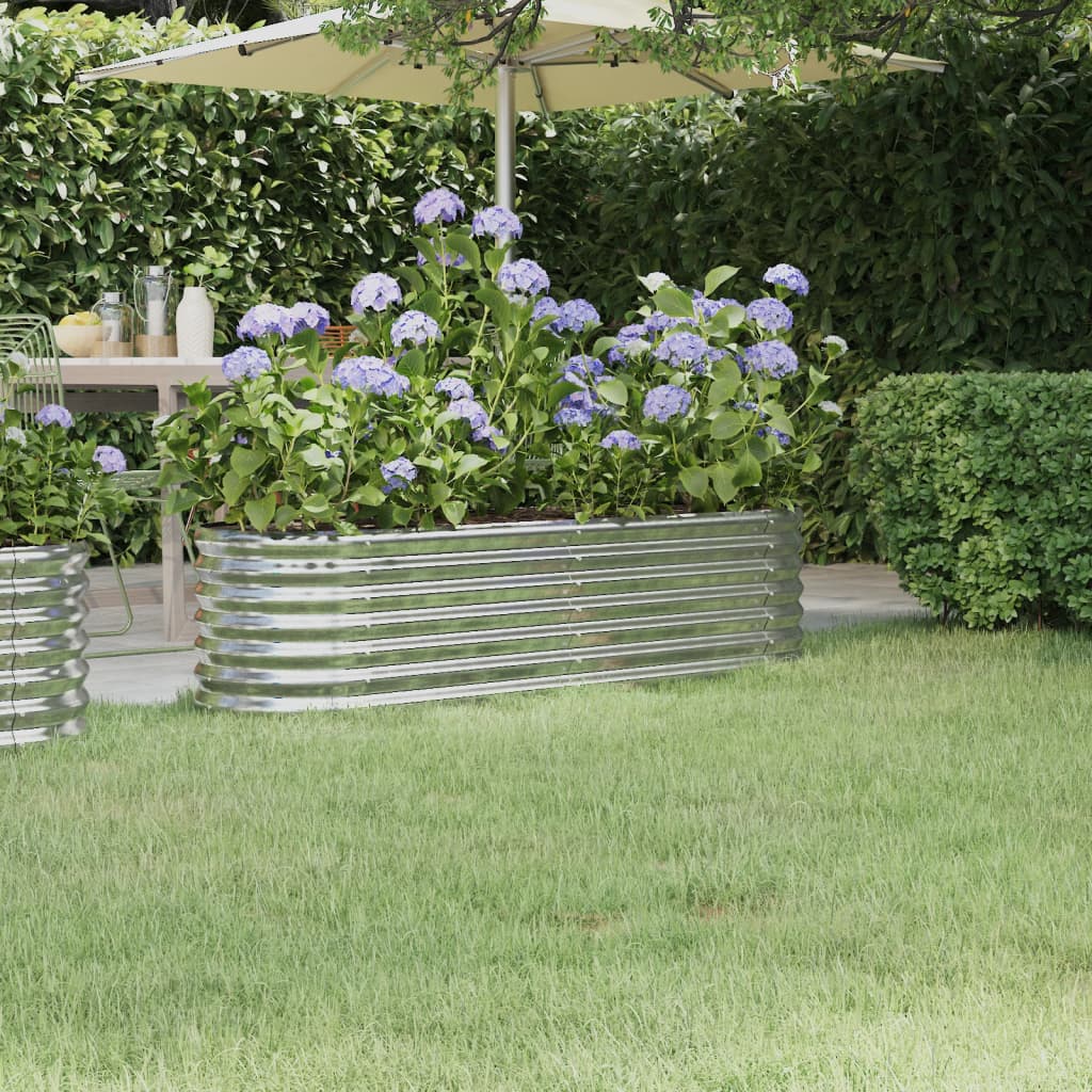 Vidaxl fioriera 152x40x36 cm in polvere colorata in acciaio rivestito
