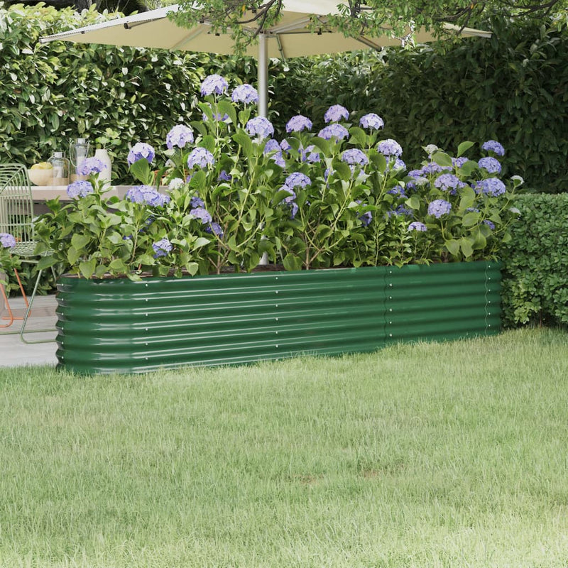Scatola di pianificazione Vidaxl 224x40x36 cm in polvere verdi in acciaio rivestito
