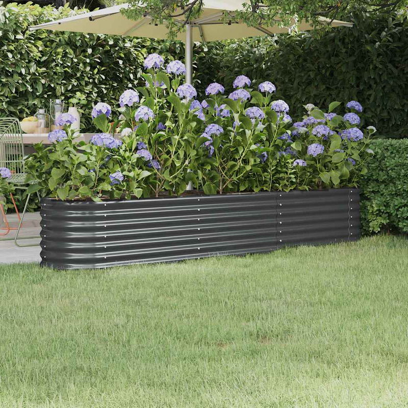 Vidaxl Planning Box 224x40x36 cm in polvere antracite in acciaio rivestito
