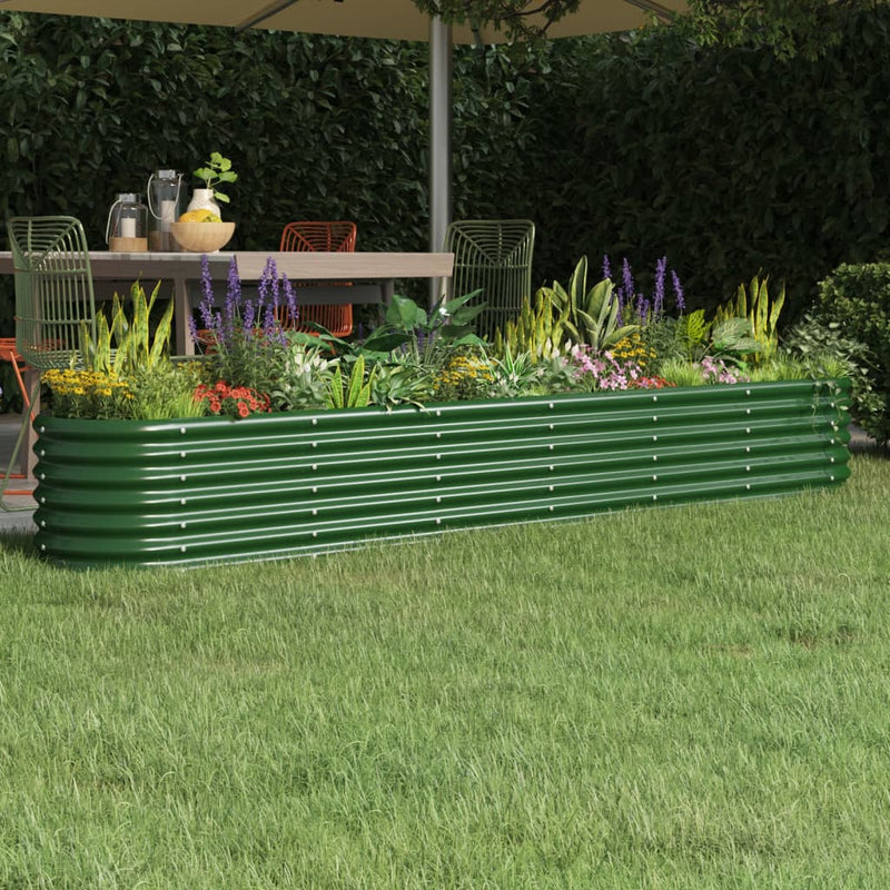 Casella di pianificazione Vidaxl 260x40x36 cm in polvere verdi in acciaio rivestito