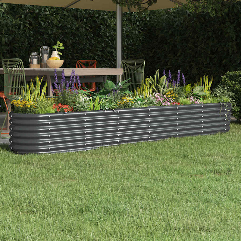 Casella di pianificazione Vidaxl 260x40x36 cm in polvere con antracite in acciaio rivestito