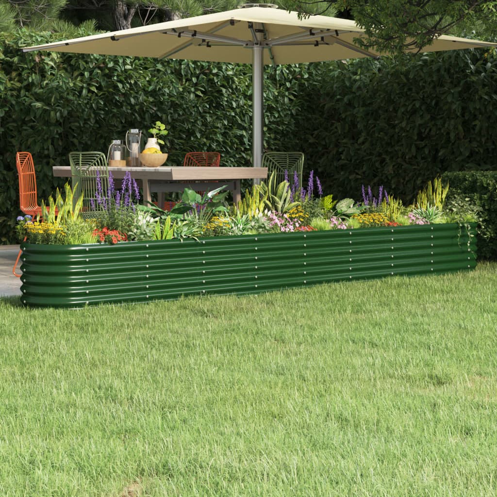 Vidaxl Plantera 332x40x36 cm en polvo -acero verde