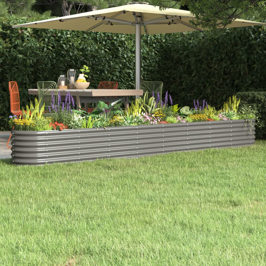 Vidaxl plantenbak 332x40x36 cm gegalvaniseerd staal grijs