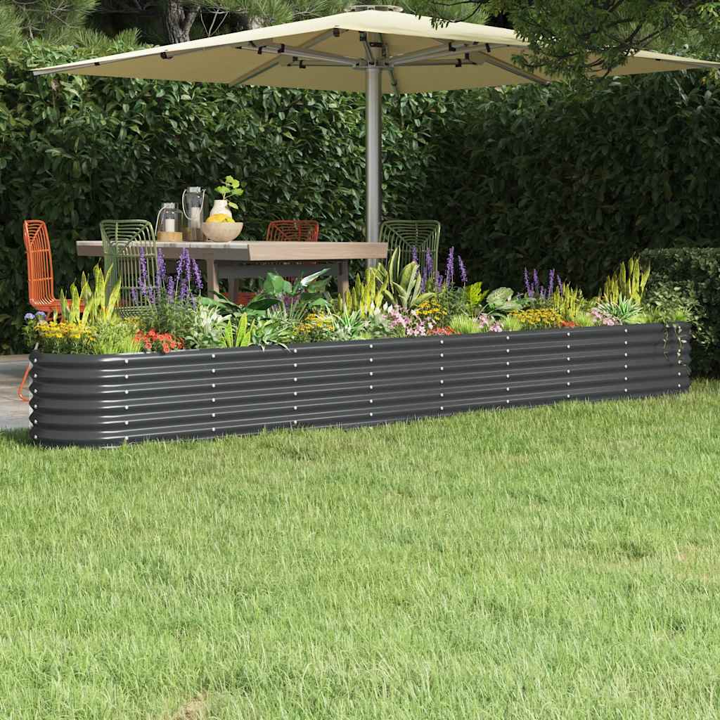 Vidaxl plantenbak 332x40x36 cm gegalvaniseerd staal antracietkleurig