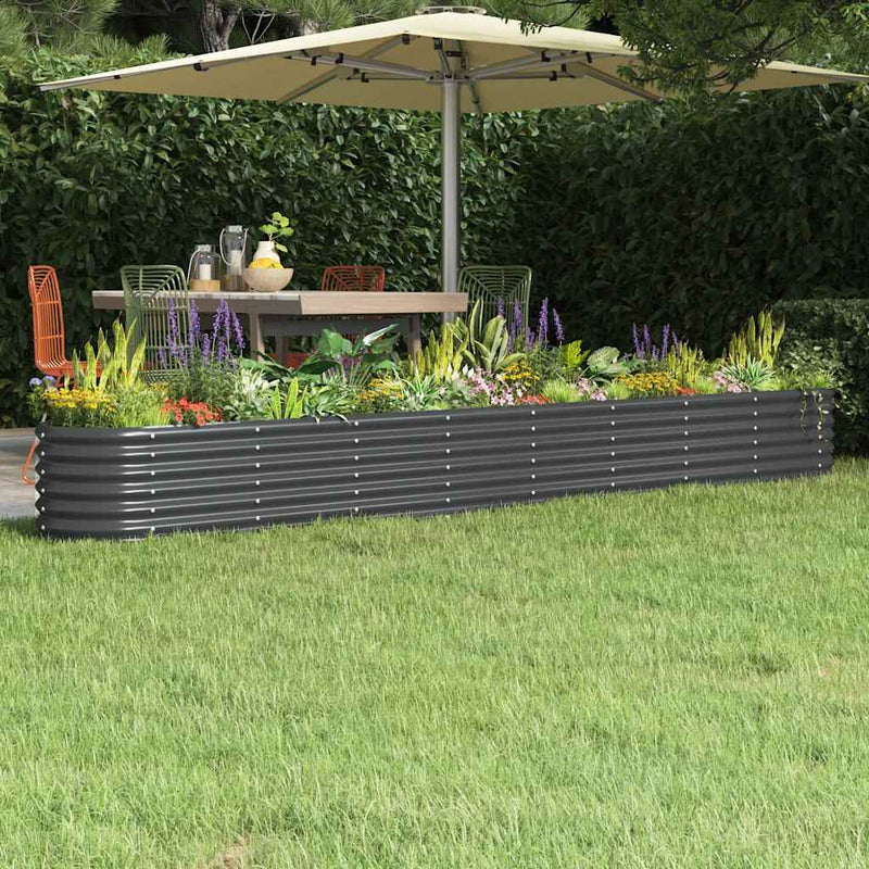 Vidaxl fioriera 332x40x36 cm in polvere antracite in acciaio rivestito