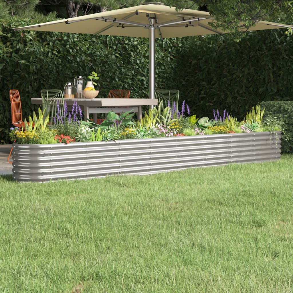 Vidaxl plantenbak 332x40x36 cm gegalvaniseerd staal zilverkleurig