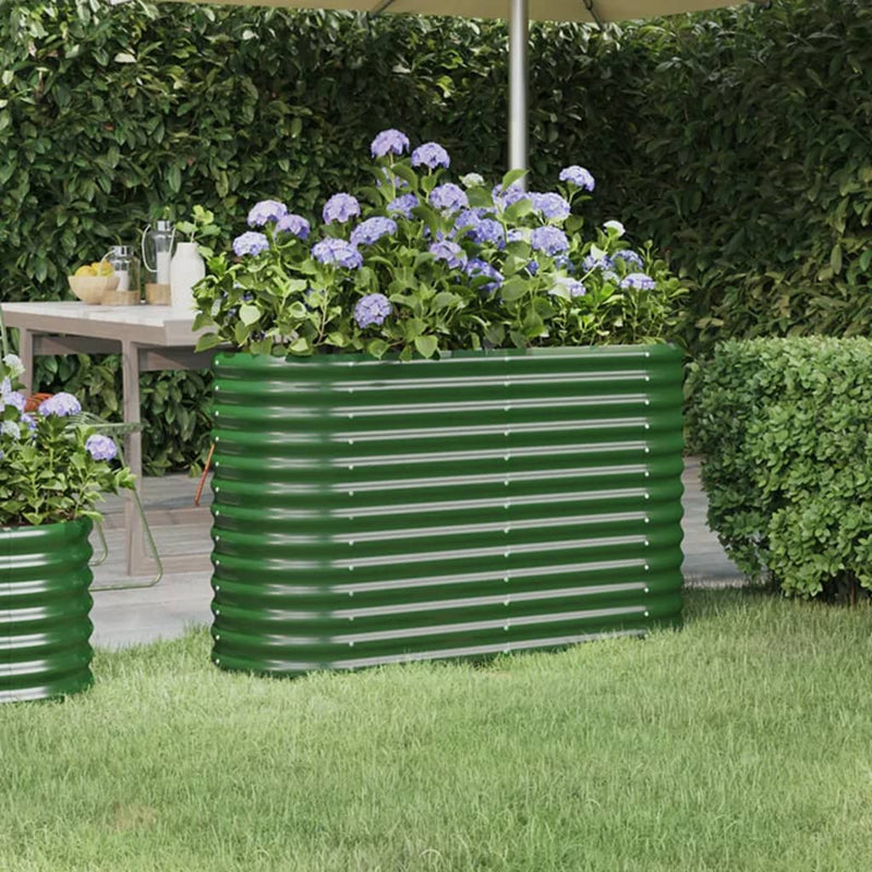 Casella di pianificazione Vidaxl 114x40x68 cm in polvere verdi in acciaio rivestito