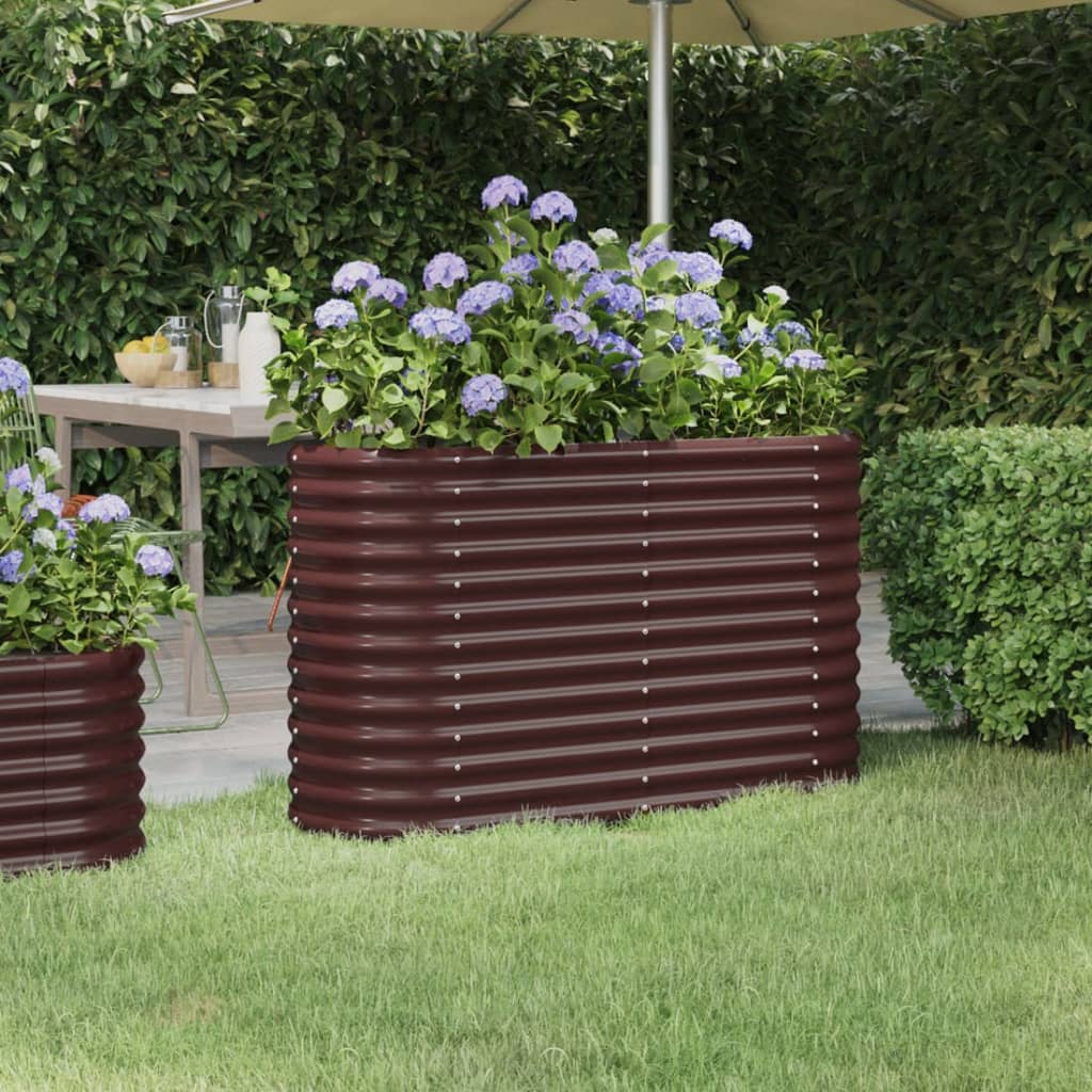 Vidaxl plantenbak 114x40x68 cm gegalvaniseerd staal bruin