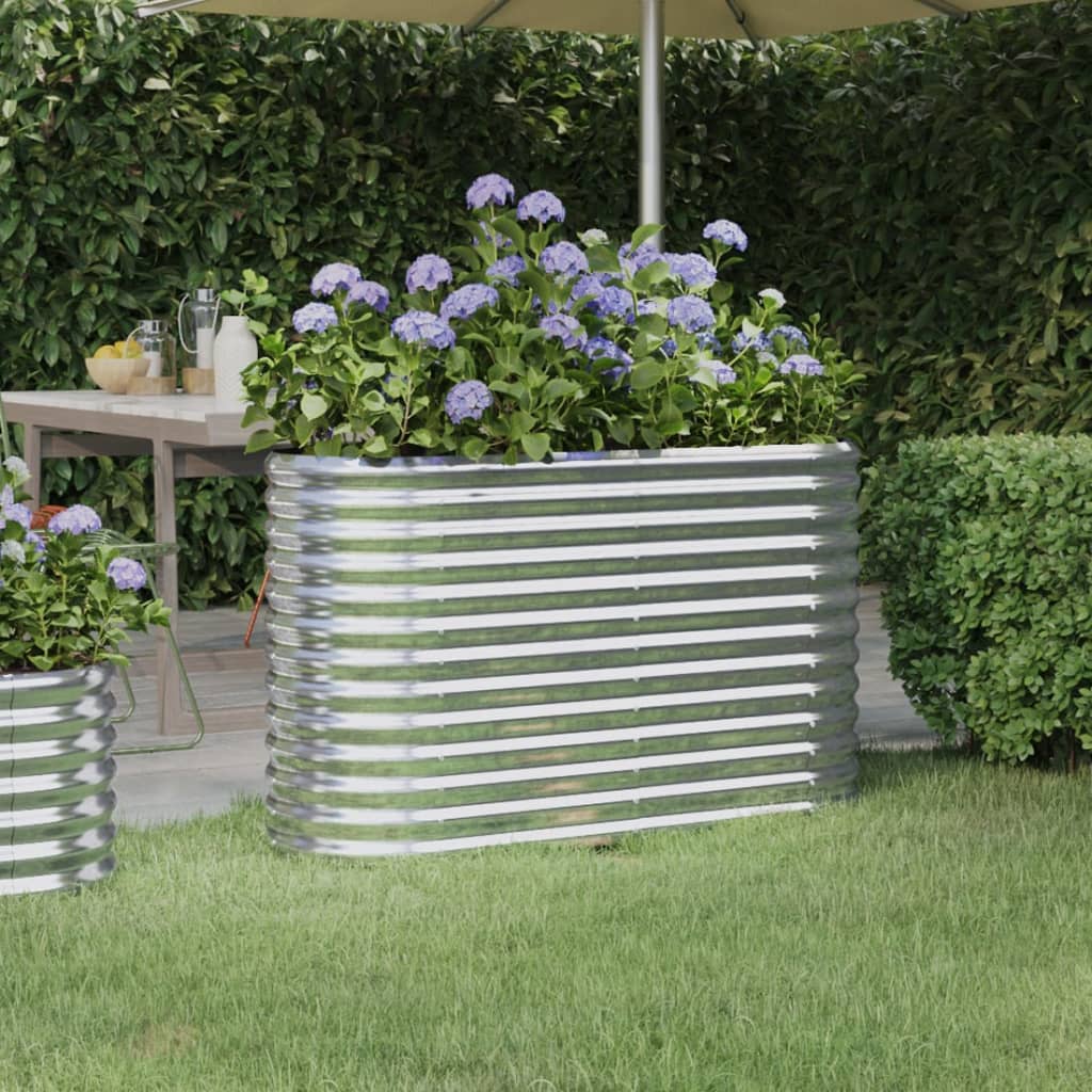 Vidaxl Planning Box 114x40x68 cm en polvo -acero de acero de color plateado
