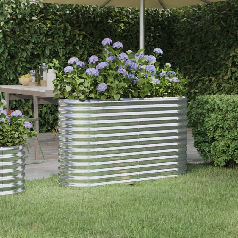 Vidaxl Planning Box 114x40x68 cm en polvo -acero de acero de color plateado