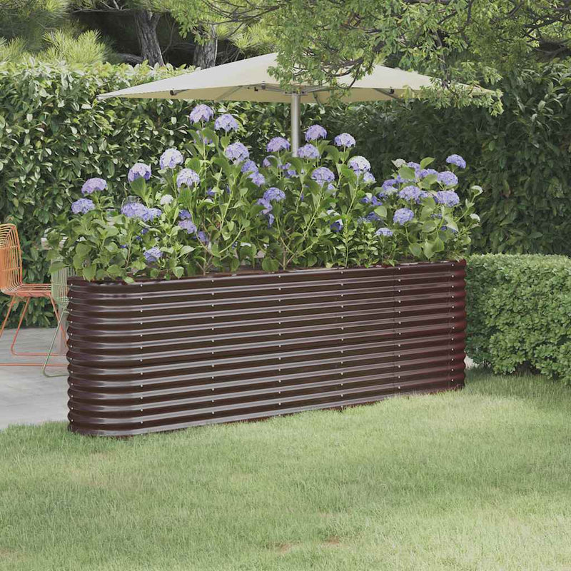Casella di pianificazione Vidaxl 224x40x68 cm in polvere ricoperta di marrone rivestito