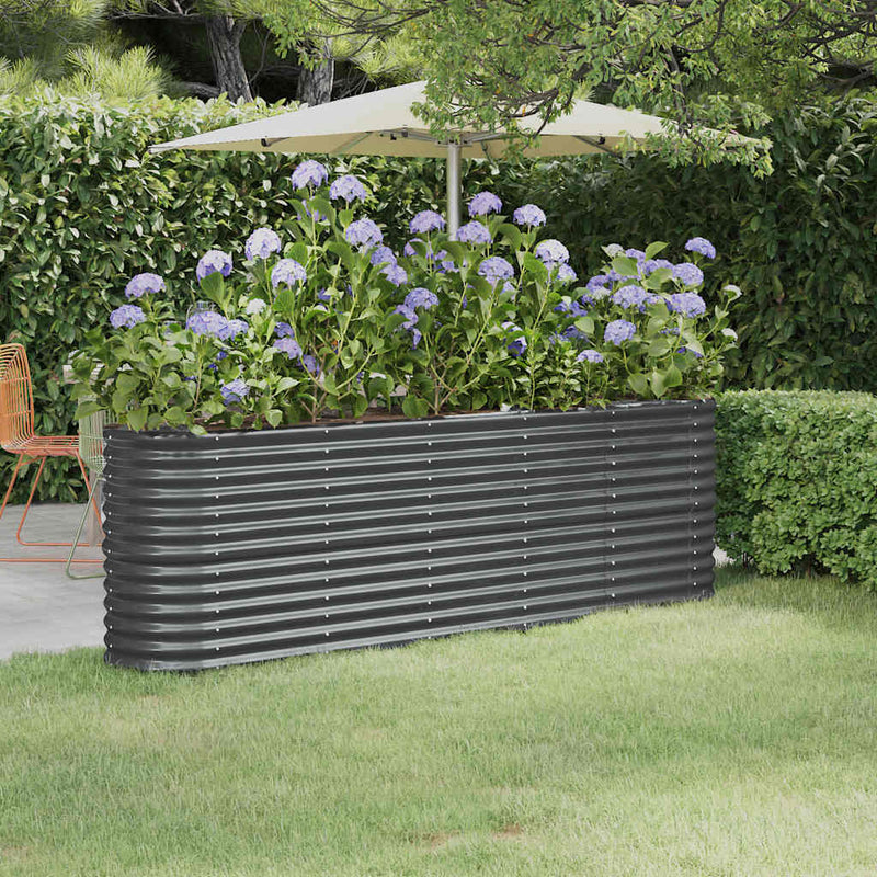 Vidaxl Planning Box 224x40x68 cm in polvere antracite in acciaio rivestito