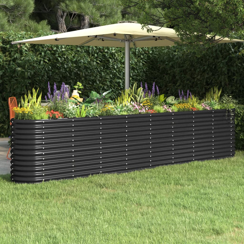 Plantador Vidaxl 332x40x68 cm en polvo -acero recubierto antracita