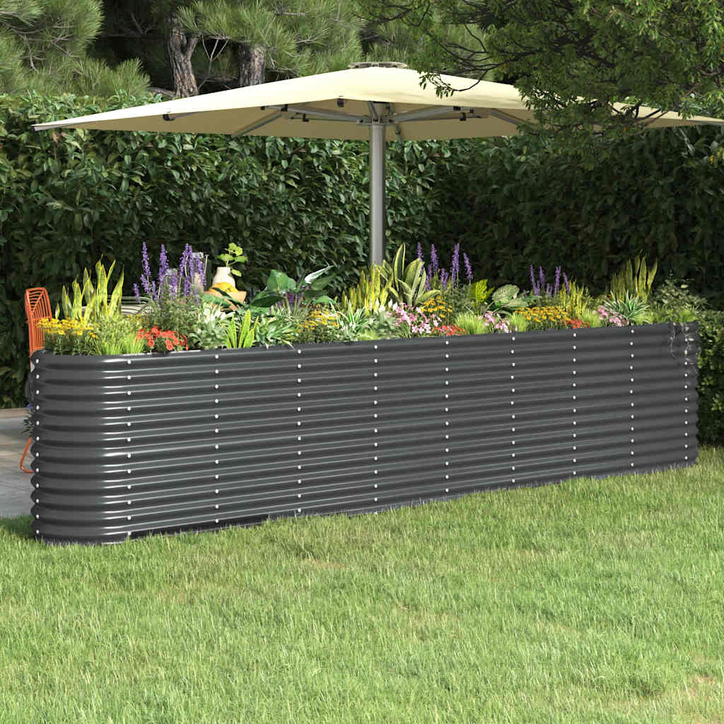Vidaxl plantenbak 332x40x68 cm gegalvaniseerd staal antracietkleurig