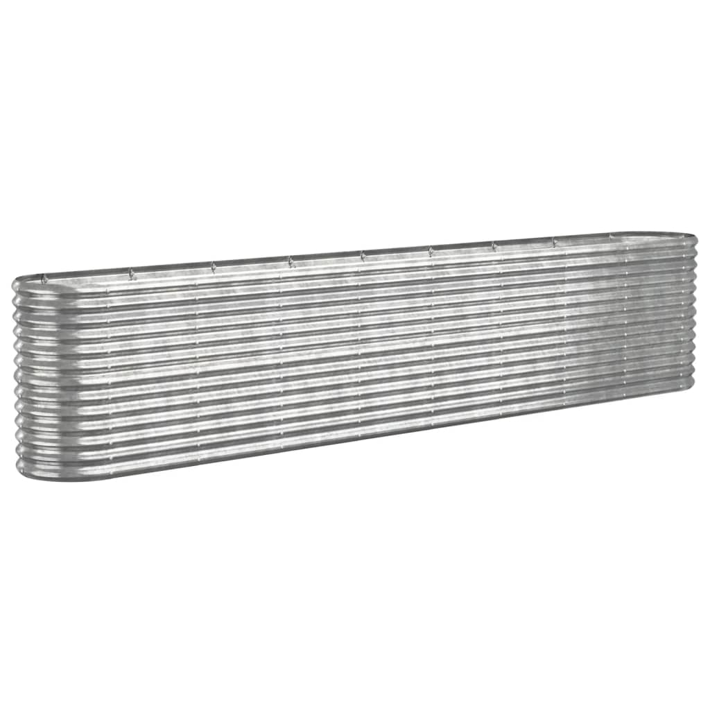 Plantador Vidaxl 332x40x68 cm en polvo -acero cubierto de plata de color