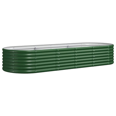 Scatola di pianificazione Vidaxl 224x80x36 cm in polvere verdi in acciaio rivestito