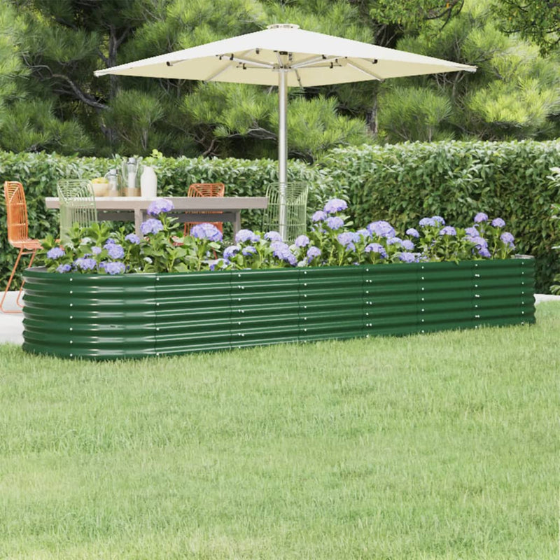 Scatola di pianificazione Vidaxl 296x80x36 cm in polvere verdi acciaio rivestito