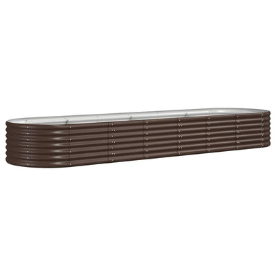 Scatola di pianificazione Vidaxl 296x80x36 cm in polvere con bordo rivestito in acciaio