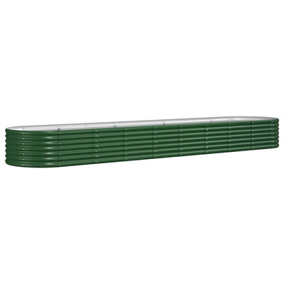 Vidaxl Planning Box 368x80x36 cm in polvere verdi in acciaio rivestito