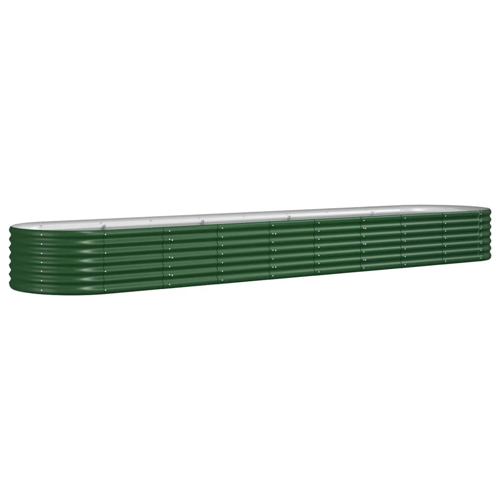 Vidaxl Planning Box 368x80x36 cm in polvere verdi in acciaio rivestito